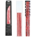 Sparkly red clip-in hair tinsel set with 12 clips and 60cm glitter strands in a retail box - 6 Pieces Set / Laser Red (6-Piece Set)