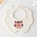 Pink tiger cartoon cotton baby bib with petal shape and snap button closure - Gauze Flower Scarf - Brown Tiger