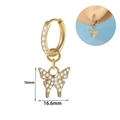 Gold butterfly hoop earrings with sparkling crystal pavé and 16mm height dimension - Butterfly