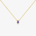 Elegant S925 sterling silver necklace with gold chain and purple teardrop pendant - 925 Silver / 18K Gold Purple Stone