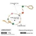 Buntes Blumen-Edelstahl-Fingerringarmband mit hypoallergener Goldbeschichtung - Buntes Blumen-Sklavenarmband (JDB0205027)