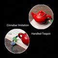 Red cinnabar-like miniature teapot pendant with green tassel and beaded hanging detail - Faux Cinnabar Teapot Style (1) / Approx. 2.8x4cm - Without Aroma Pill