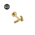 Bijou de piercing pour lèvre et oreille en titane massif G23 doré en forme de marteau - Marteau / 1.2x8mm (16G) / Or
