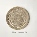 38cm natural hand-woven seagrass round wall decor and placemat in radial straw pattern - Flat Rush Hollow 38cm
