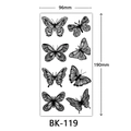 Sketch style black butterfly temporary tattoo stickers featuring 8 distinct designs - BK-119 / 96*190mm