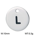 Polished titanium steel round pendant featuring a cutout letter L with mirror finish - Letter L
