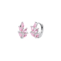 Boucles d'oreilles créoles S925 argent avec pierres marquises roses en forme de feuille - Zircone Rose (Plaqué Argent)