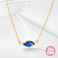 Collana in argento sterling S925 dorato con ciondolo in zircone blu marquise - Argento 925 / Oro Blu
