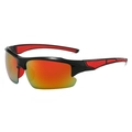 Sport cycling sunglasses with black semi-rimless frame and red mirrored lenses - Black Frame Red Legs Red Mirrored Lens
