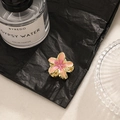 Pink gradient frangipani flower hair claw with gold alloy base and glazed petals - Pink