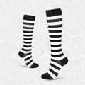 Knee-high compression socks featuring classic black and white stripes for sports and cosplay - S/M / Zebra Pattern A (Black White Horizontal Stripes)