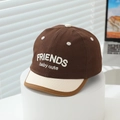 Close-up of the baby baseball cap featuring FRIENDS embroidery and premium cotton texture - 48-50cm(6 Months-2 Years) / Coffee