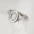 Irregular silver cross open cuff bracelet with minimalist oval design for women - Oval Geometric Hollow Hinged Bangle (SL249) / Silver
