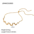 18k gold plated stainless steel wave necklace with adjustable slide chain feature - Gold Wave Pull-out Necklace (JDNW2310003)