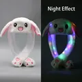 Weiße Plüsch-Hasenmütze mit beweglichen Ohren und buntem LED-Leuchteffekt - Große Größe (Bewegliche Ohren) / LED Leuchtender Weißer Hase