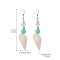 Ocean style seashell drop earrings with blue natural stone and imitation pearls - White Conch Style (E2403-4)