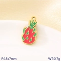 Pitaya fruit pendant in gold stainless steel with red and green enamel, 15x7mm - Red Dragon Fruit (KLJ10753-ZLA)