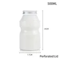 500ml transparante PET-sapfles met een geperforeerd zilveren metalen deksel voor sap - 500ml Getailleerde Fles/Deksel Met Gat