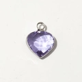 Purple heart birthstone pendant with metallic gold plating for DIY jewelry necklaces - Silver-June