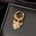 Golden leopard head hoop earrings made of stainless steel displayed in a luxury jewelry box - Leopard Head / Single Piece