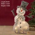 Großer leuchtender Plüsch-Schneemann mit kariertem Schal, 115 cm hohe Weihnachtsdeko - 115CM Schneemann mit grauem Schal