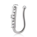 Silver U-shaped fake nose ring with sparkling zircons and 9mm height dimension - Bar Rhinestone