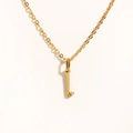 Minimalist gold stainless steel vertical bar necklace featuring a tiny hollow heart cutout - Gold - Letter I
