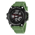 Men outdoor sports watch with green resin strap and multifunctional digital led display - Green