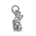 Polished silver bunny rabbit pendant charm for Easter jewelry making projects - Silver Rabbit Pendant