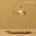 Golden carousel spinning candle holder with horse charms, 18.5cm height, tray not included - Magnetic Carousel (No Tray)