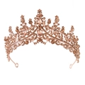 Elegant rose gold wedding crown featuring luxury champagne rhinestones and crystals - Rose Gold Champagne