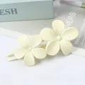 Elegant cream double flower hair clip with a matte resin finish for women - Milky White