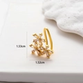 Detailed view of butterfly ear cuff with cubic zirconia and pearls, 1.53cm height - Three-Flower Pearl Tassel Style / 1# Golden