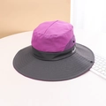 Dettaglio cappello parasole viola e grigio con rete traspirante e tesa larga - M (56-58cm) / Cappello da Trekking Viola