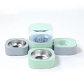 Automatic pet water dispenser with dual stainless steel bowls in mint green finish - Water Dispenser with Double Bowls (Green + Gray)