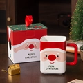 Tazza di Natale quadrata in ceramica con Babbo Natale, scatola regalo e infusore dorato - Babbo Natale