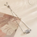 Bracciale con ciondolo a tartaruga in argento con zirconi e catena regolabile - Argento