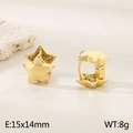 Minimalist gold star-shaped hoop earrings with 15x14mm dimensions and polished finish - Gold (KE116528-KFC)