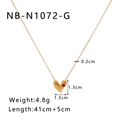 Detail of 18k gold plated heart pendant with red inlay and precise product dimensions - Gold Heart Style (NB-N1072-G)