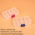 Clear plastic 8-compartment storage box with colorful buckles and hanging loop for small items - Long 8-Compartment Blue Buckle (10.5x6.8x2.3cm)