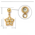 Technical view of 15mm gold flower pendant with rubber stopper detail and dimensions - Gold Flower Zirconia