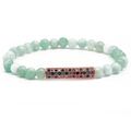 Light green stone beaded bracelet featuring a rose gold tube with multi-color zircons - Light Green+Rose Gold