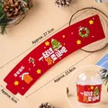 Christmas themed red cup sleeve with festive illustrations for cake cups 10 pieces pack - 10 Pieces / Cup Sleeve Spend Christmas Together Red
