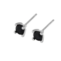 Minimalist 925 sterling silver stud earrings featuring black round-cut cubic zirconia - 925 Silver / Black Rhinestone