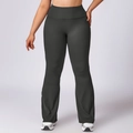 Women's plus size high waisted flare leggings in charcoal grey high stretch fabric - XXL / Flared Pants / Volcanic Gray