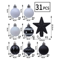Set di 31 decorazioni natalizie bianche, nere e perla con puntale a stella - Nero
