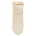 Breathable cream hollow-out knit long socks with elegant lace trim and ruffled cuffs - One Size (34-40) / Milk White