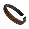 Braided wig headband in coffee brown color with non-slip teeth for women fashion - 1.8cm Wide / Double Braid / Tan