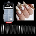 100 stuks transparante lange coffin kunstnagels in 10 maten met een opbergdoosje - Ballerina Stijl / 100 Stuks / Transparant