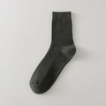 Classic dark green mid-calf cotton socks for men with a ribbed knit texture and plain cuff - One Size / Vintage Green